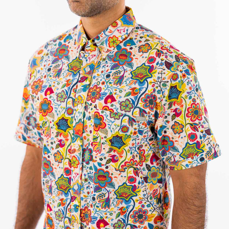 RSVLTS Lush Summer Daydream KUNUFLEX Short Sleeve Shirt in Multicolor — front view