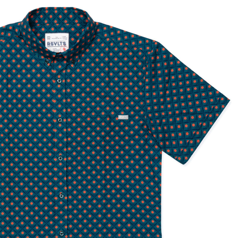 RSVLTS Here Comes the Sunflower KUNUFLEX Short Sleeve Shirt in Blue — detail 2