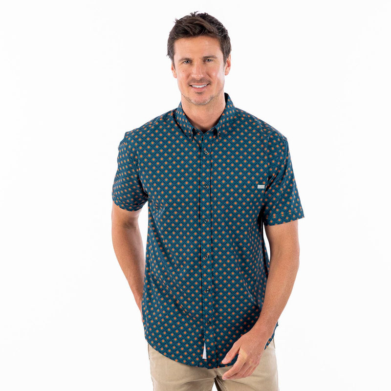 RSVLTS Here Comes the Sunflower KUNUFLEX Short Sleeve Shirt in Blue — detail 3