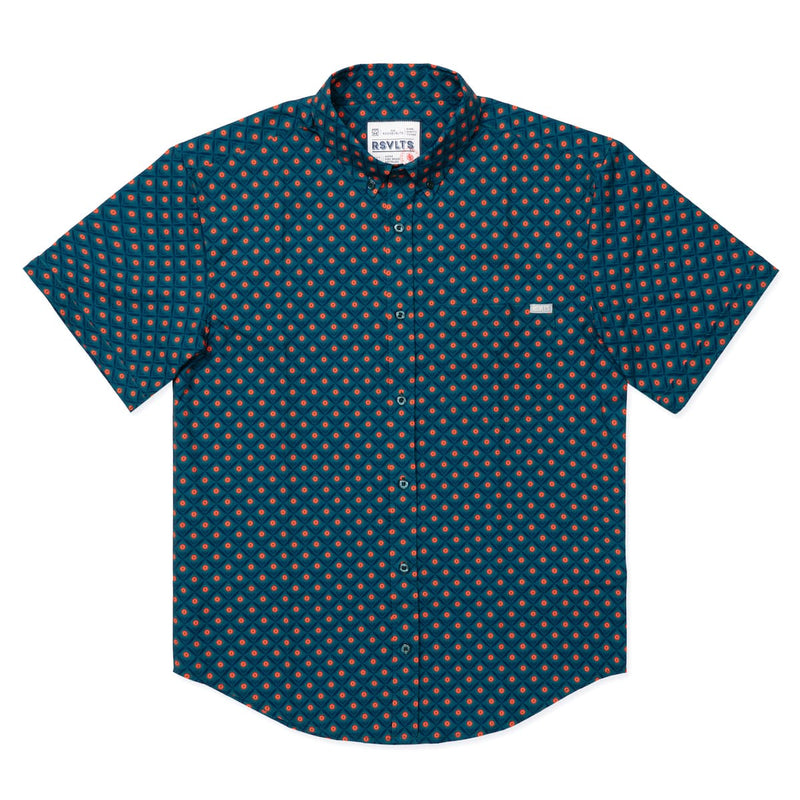 RSVLTS Here Comes the Sunflower KUNUFLEX Short Sleeve Shirt in Blue — detail 5