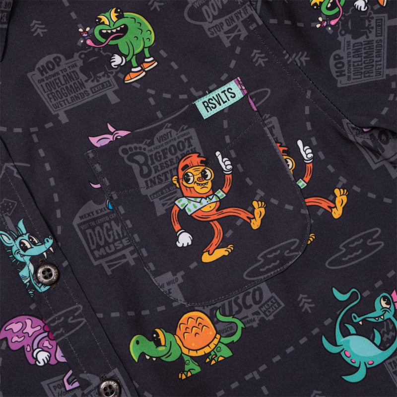 RSVLTS Cryptid Country Youth KUNUFLEX Short Sleeve Shirt in Black — detail 2