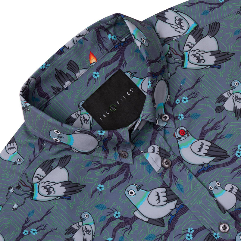 RSVLTS Bird Watching KUNUFLEX Short Sleeve Shirt in Gray — detail 4
