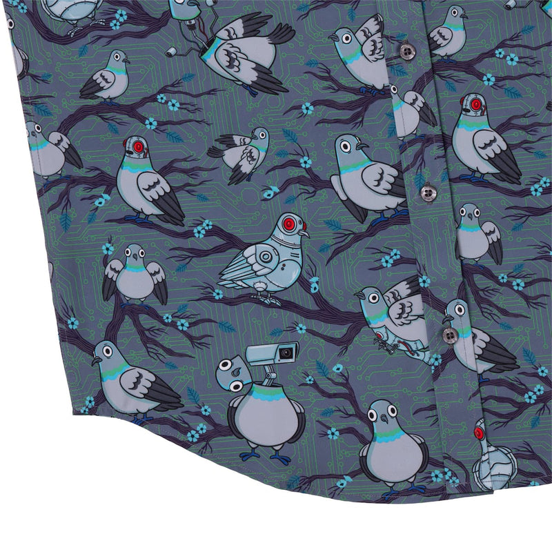 RSVLTS Bird Watching KUNUFLEX Short Sleeve Shirt in Gray — detail 5