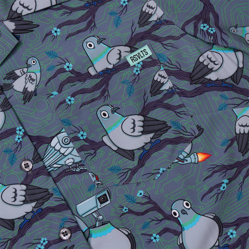 RSVLTS Bird Watching Women's KUNUFLEX Short Sleeve Shirt in Gray — detail 2