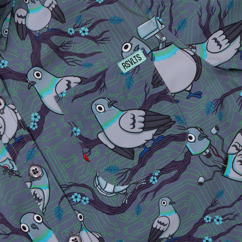 RSVLTS Bird Watching Youth KUNUFLEX Short Sleeve Shirt in Gray — detail 2