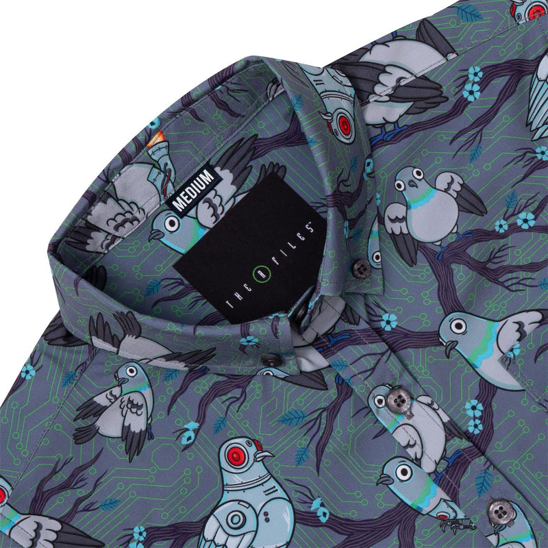 RSVLTS Bird Watching Youth KUNUFLEX Short Sleeve Shirt in Gray — detail 3