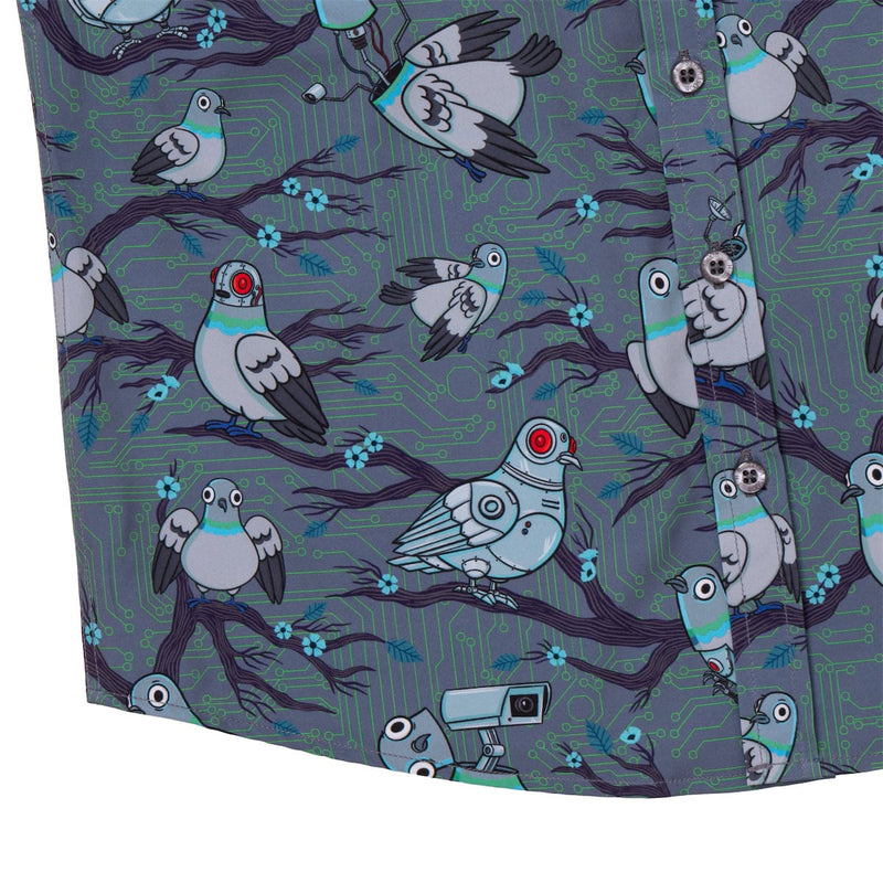 RSVLTS Bird Watching Youth KUNUFLEX Short Sleeve Shirt in Gray — detail 4