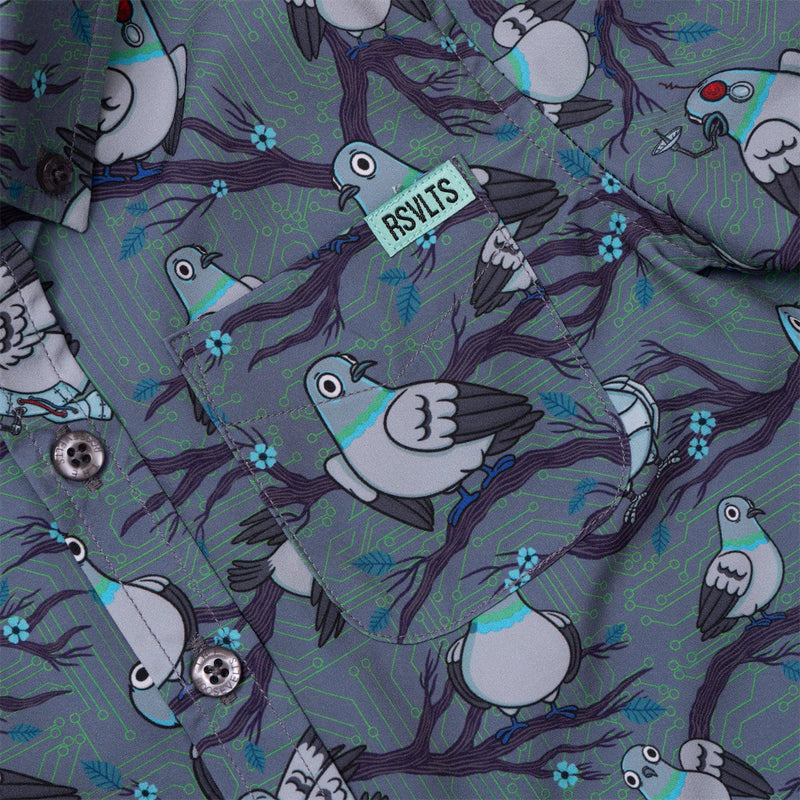 RSVLTS Bird Watching Preschool KUNUFLEX Short Sleeve Shirt in Gray — detail 2