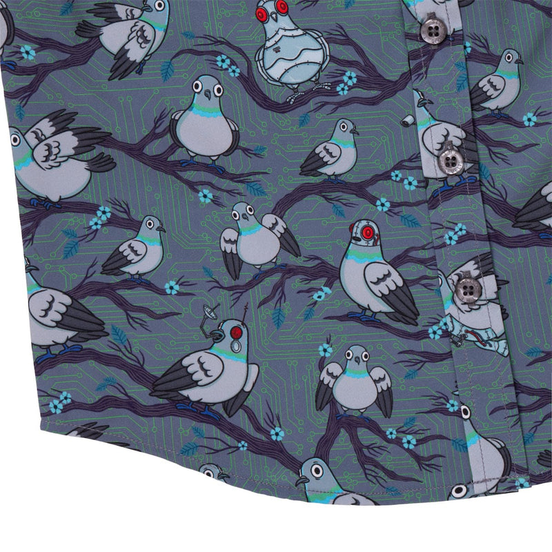 RSVLTS Bird Watching Preschool KUNUFLEX Short Sleeve Shirt in Gray — detail 4