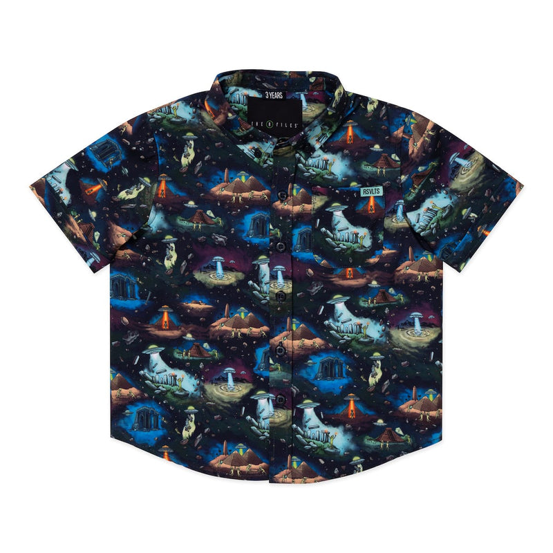 RSVLTS I'm Not Saying It Was Aliens... Preschool KUNUFLEX Short Sleeve Shirt in Black — front view