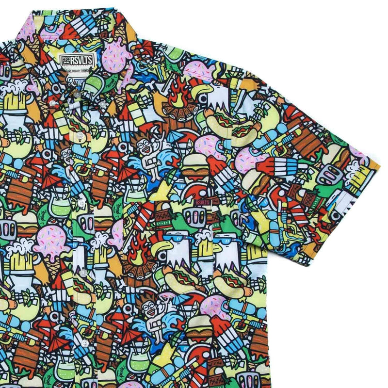 RSVLTS Darty in the USA KUNUFLEX Short Sleeve Shirt in Multicolor — front view