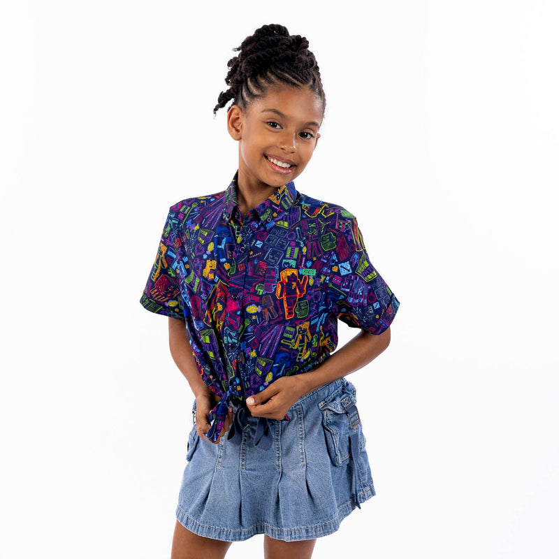RSVLTS Neon Block Party Youth KUNUFLEX Short Sleeve Shirt — front view