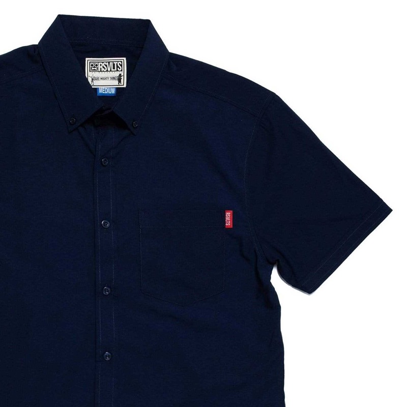 RSVLTS Deep Sea KUNUFLEX Short Sleeve Shirt in Dark Blue — front view