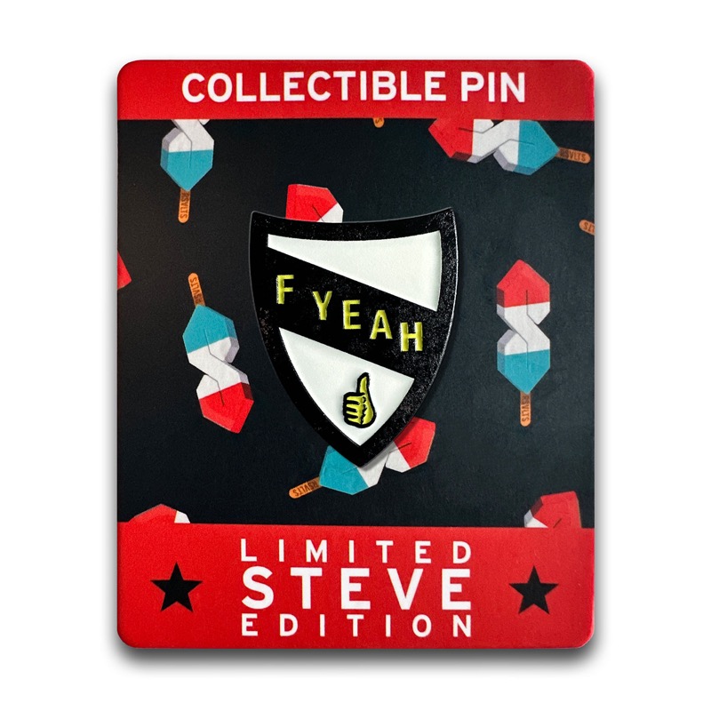 RSVLTS Stephen Gebhardt F YEAH Enamel Pin in White — front view