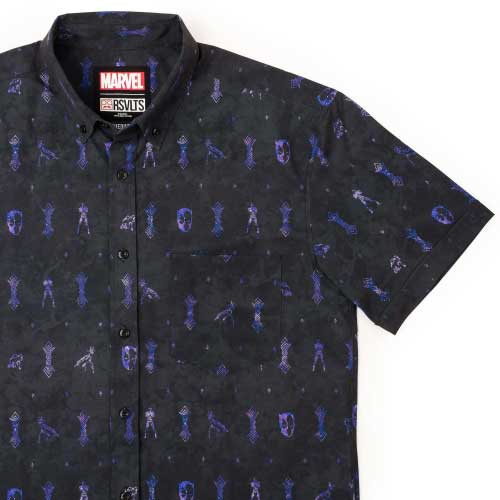 RSVLTS Vibranium Chief KUNUFLEX Short Sleeve Shirt in Black — detail 2
