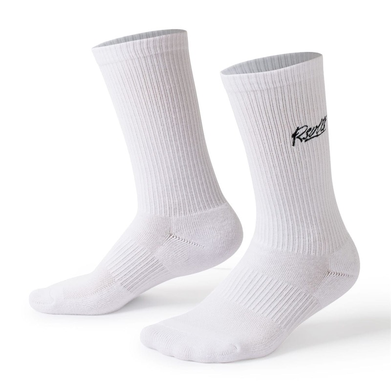 RSVLTS Bolt the White Crew Socks in White — front view