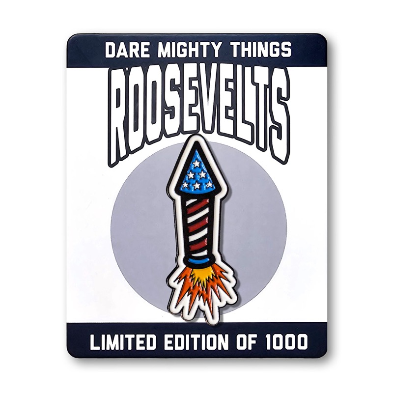 RSVLTS Grills Chills & Bills Rocket Enamel Pin — front view