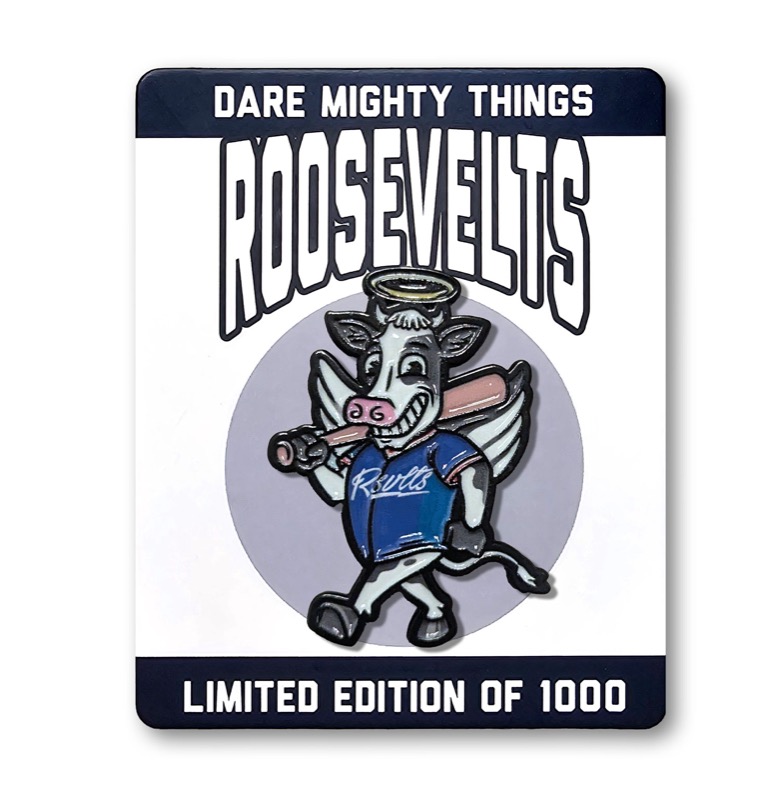 RSVLTS Holy Cow! (RSVLTS) Enamel Pin in Blue — front view