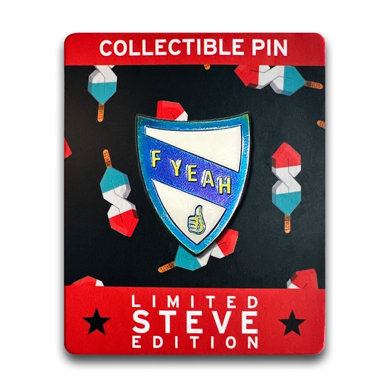 RSVLTS Stephen Gebhardt F Yeah Holo Enamel Pin — front view