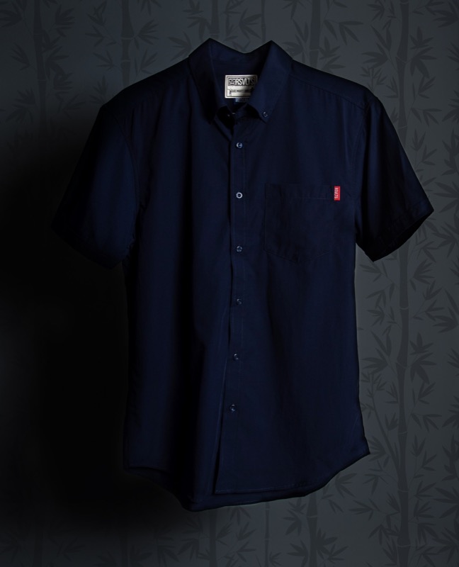 RSVLTS Navy Bamboo Short Sleeve Shirt in Dark Blue — detail 2