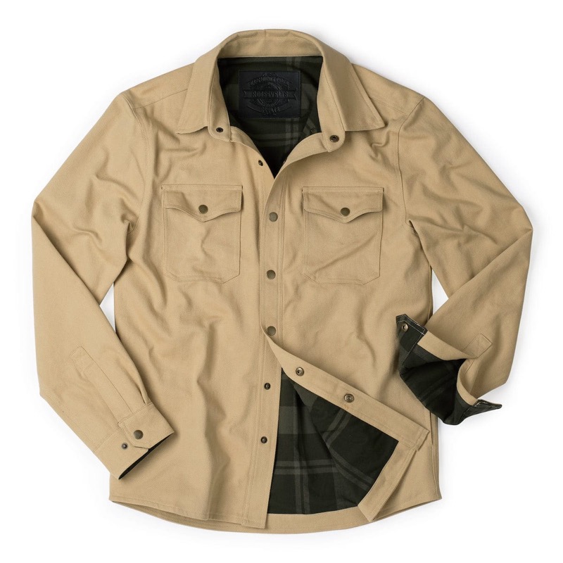 RSVLTS Sawdust Heavy-Duty Shirt Jacket in Brown — front view