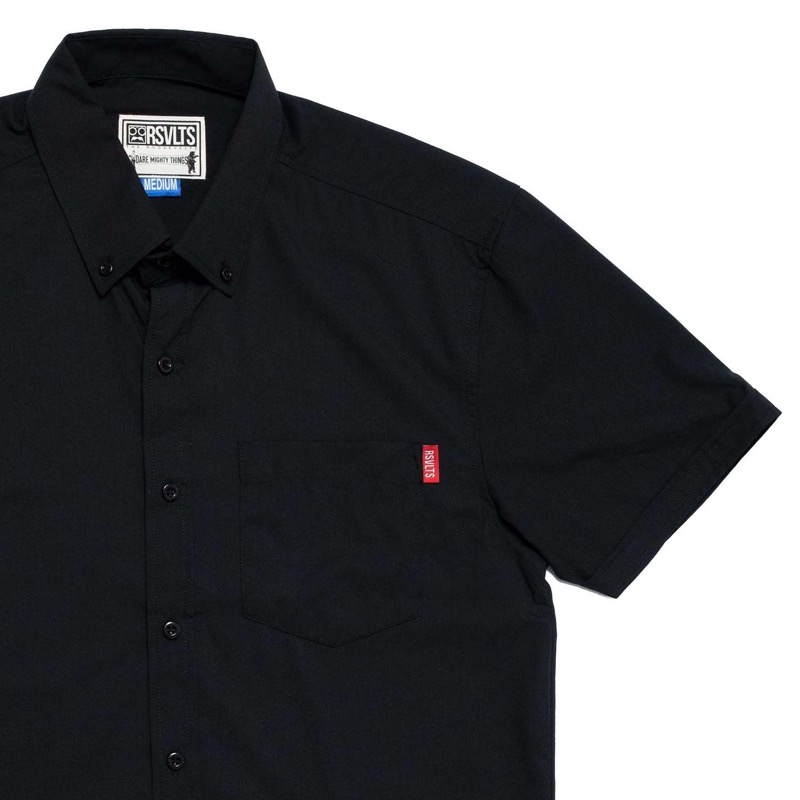 RSVLTS Brian Pandana Black KUNUFLEX Short Sleeve Shirt — front view
