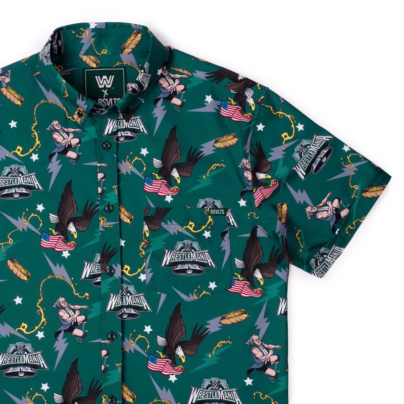 RSVLTS Philly Mania KUNUFLEX Short Sleeve Shirt in Green — front view