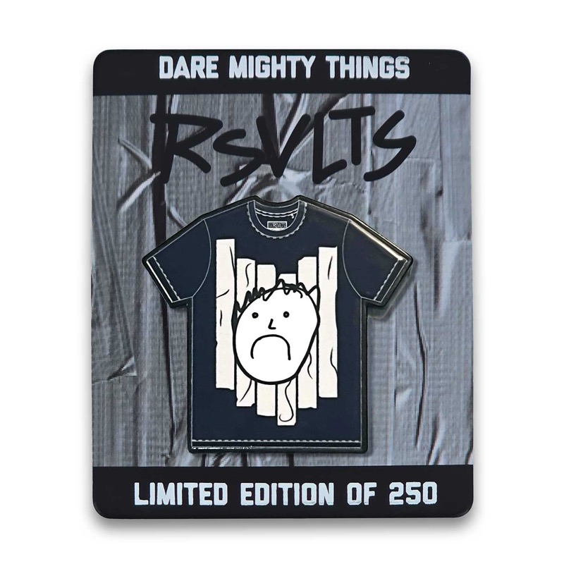 RSVLTS Welcome To Orlando Intl Frown Duct Tape T Shirt Enamel Pin — front view