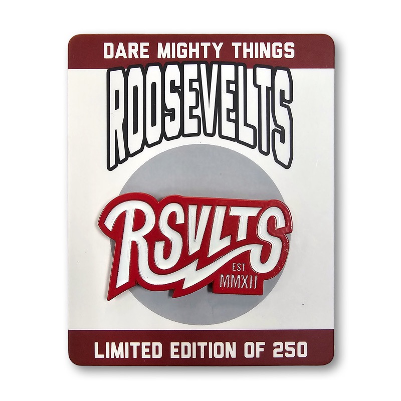 RSVLTS RSVLTS EST MMXII Enamel Pin in Red — front view