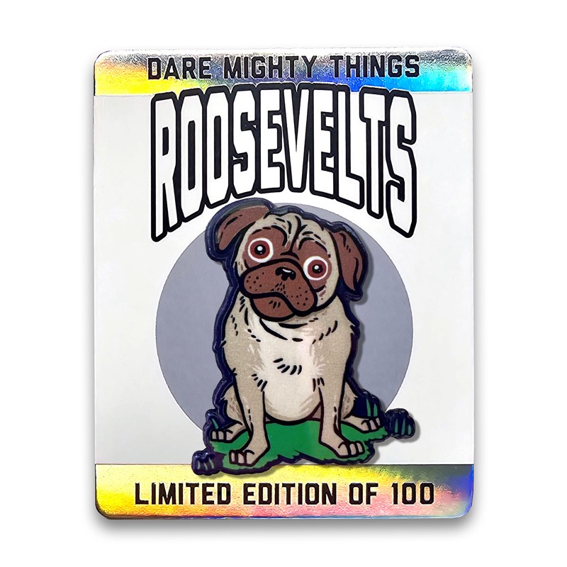 RSVLTS Pugs Portrait Enamel Pin — front view