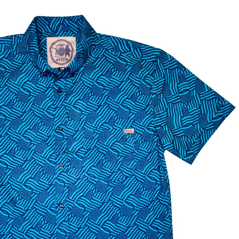 RSVLTS America the Bluetiful KUNUFLEX Short Sleeve Shirt in Blue — front view