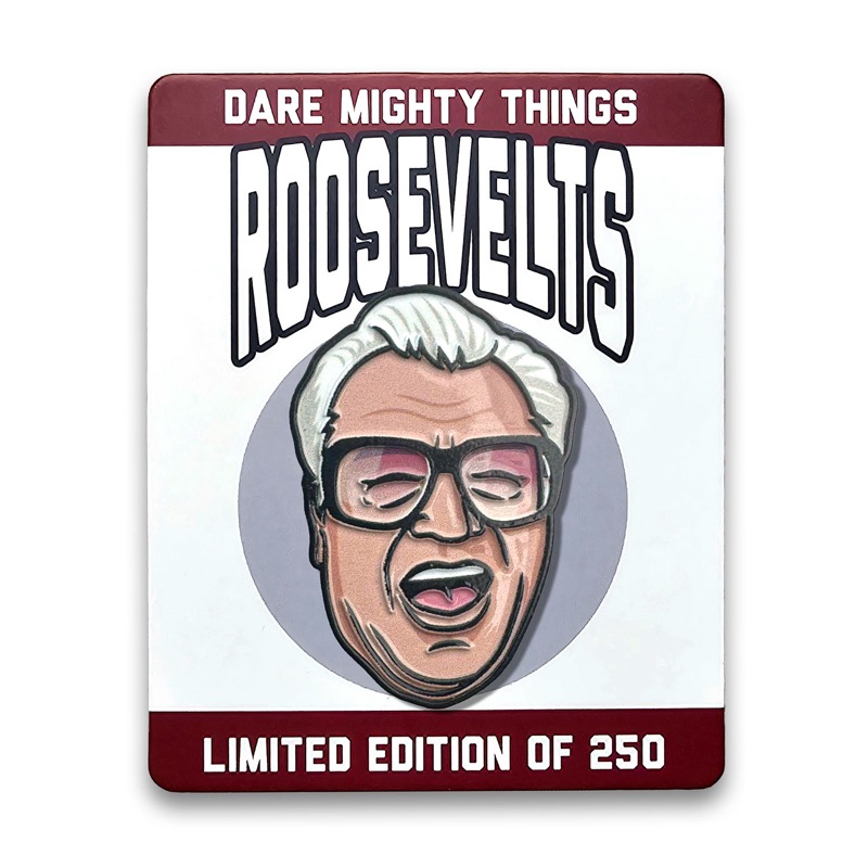 RSVLTS Holy Cow! (Harry Caray) Enamel Pin in Brown/Tan — front view