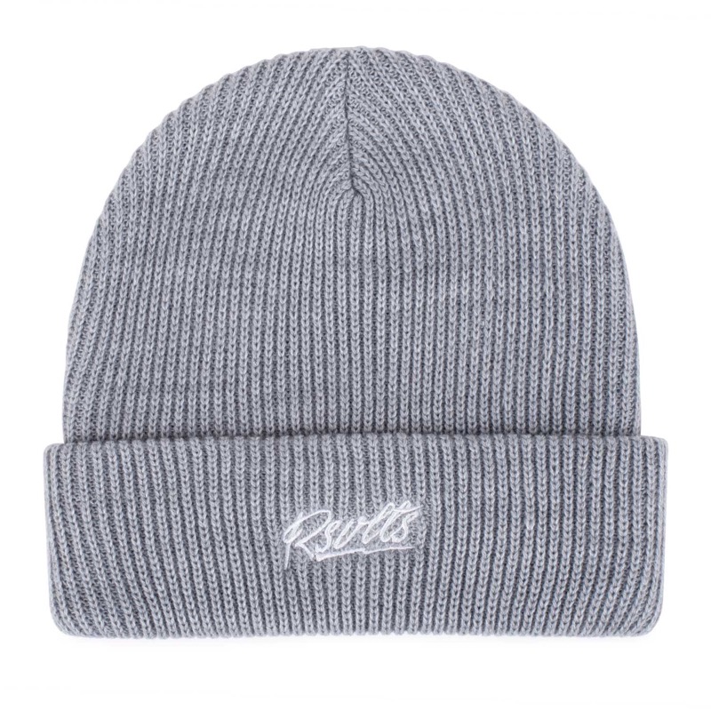 RSVLTS Classic Knitted Heather Gray Beanie Beanie in Gray — front view