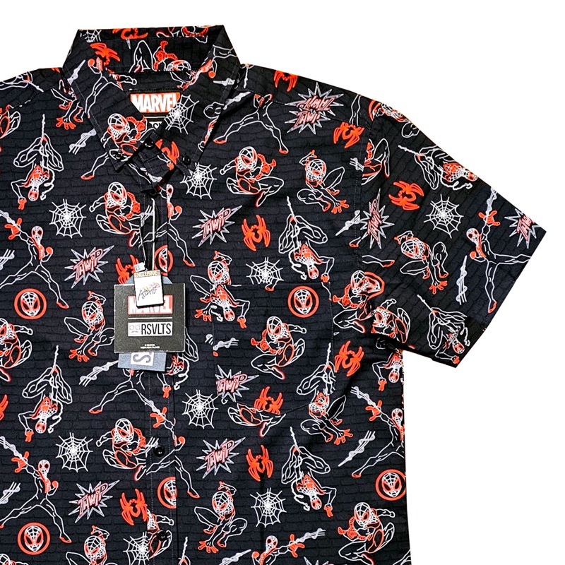 RSVLTS Miles Morales KUNUFLEX Short Sleeve Shirt in Black — front view