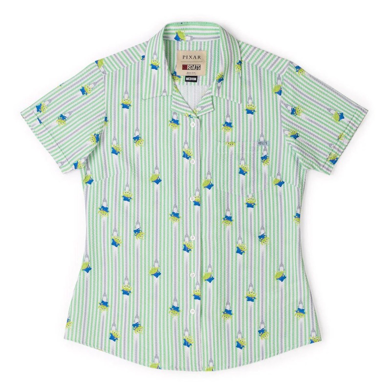 RSVLTS The Claaaaw Stretch Seersucker Short Sleeve Shirt in Green — front view
