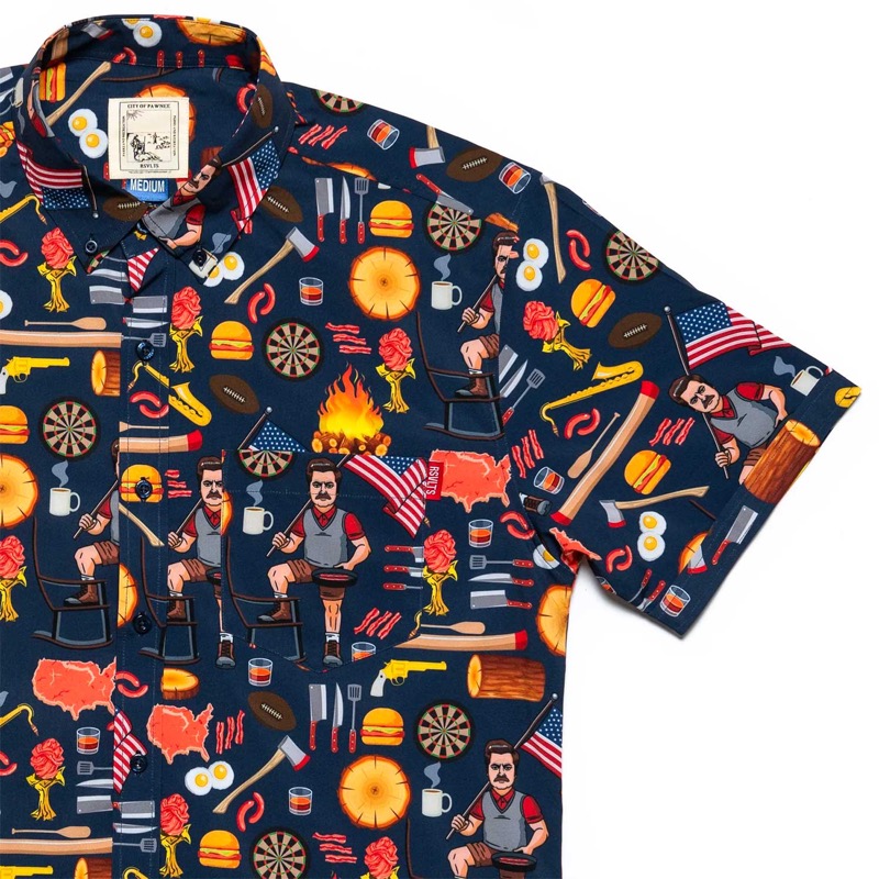 RSVLTS Ron Swanson's Shirt of Greatness KUNUFLEX Short Sleeve Shirt in Blue — detail 2
