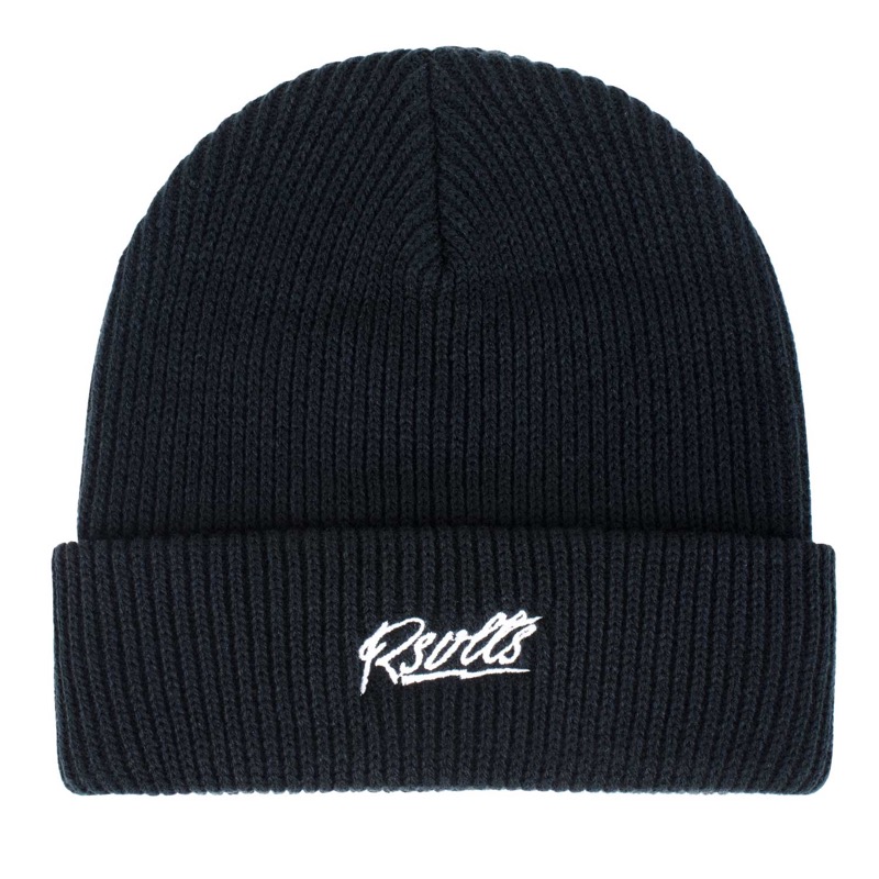RSVLTS Classic Knitted Black Beanie Beanie in Black — front view