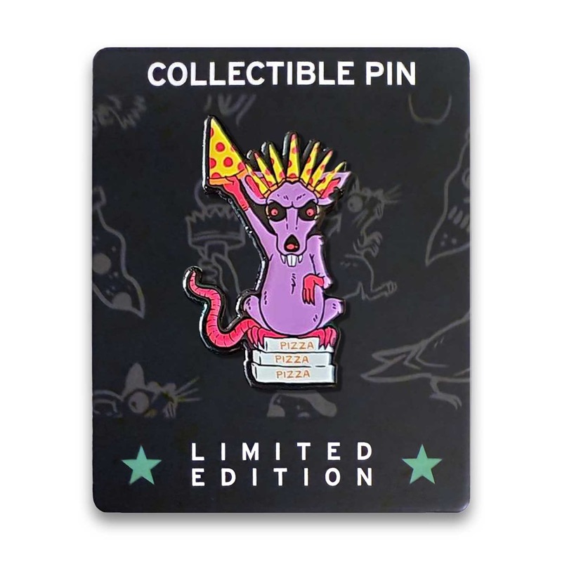RSVLTS Hey, I'm Creepin' Here (Pizza Rat) Enamel Pin in Multicolor — front view