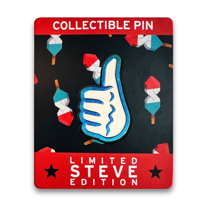 RSVLTS Stephen Gebhardt Thumb (Holo) Enamel Pin in White — front view