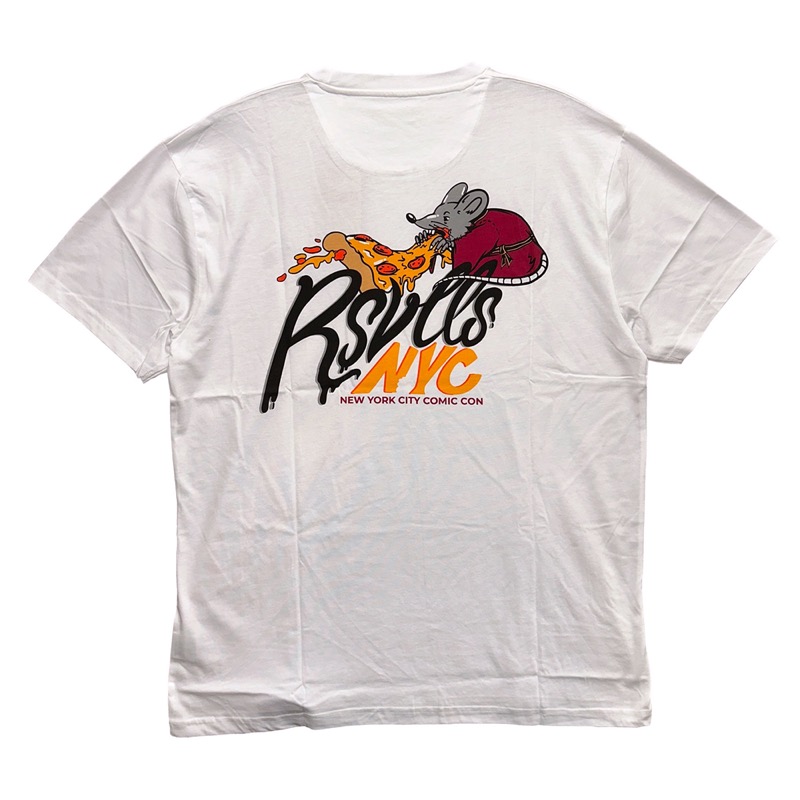 RSVLTS RSVLTS New York City Pizza Rat Tee Crewneck Tee in White — front view