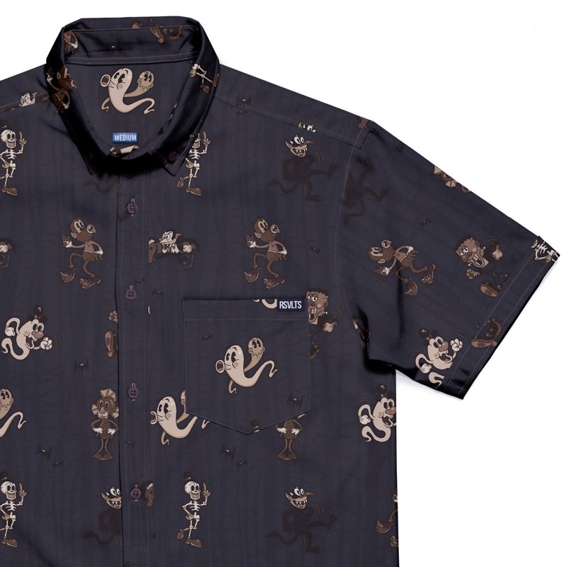 RSVLTS Sepia KUNUFLEX Short Sleeve Shirt in Gray — front view