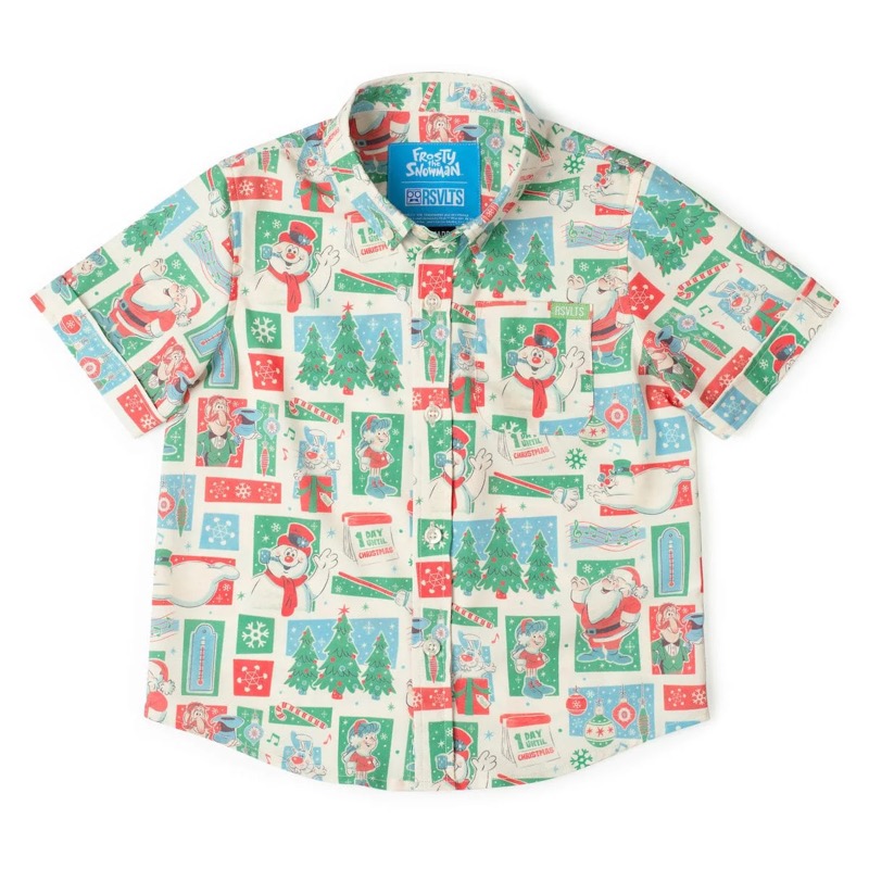 RSVLTS A Jolly Happy Soul KUNUFLEX Short Sleeve Shirt in White — front view