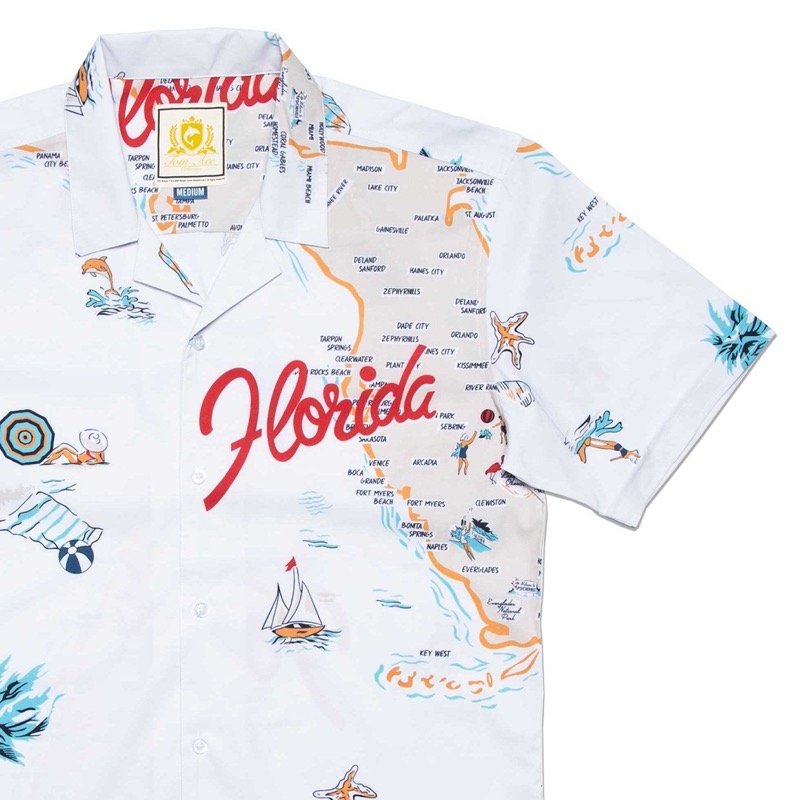 RSVLTS Tom Ace Florida KUNUFLEX Short Sleeve Shirt in White — detail 2