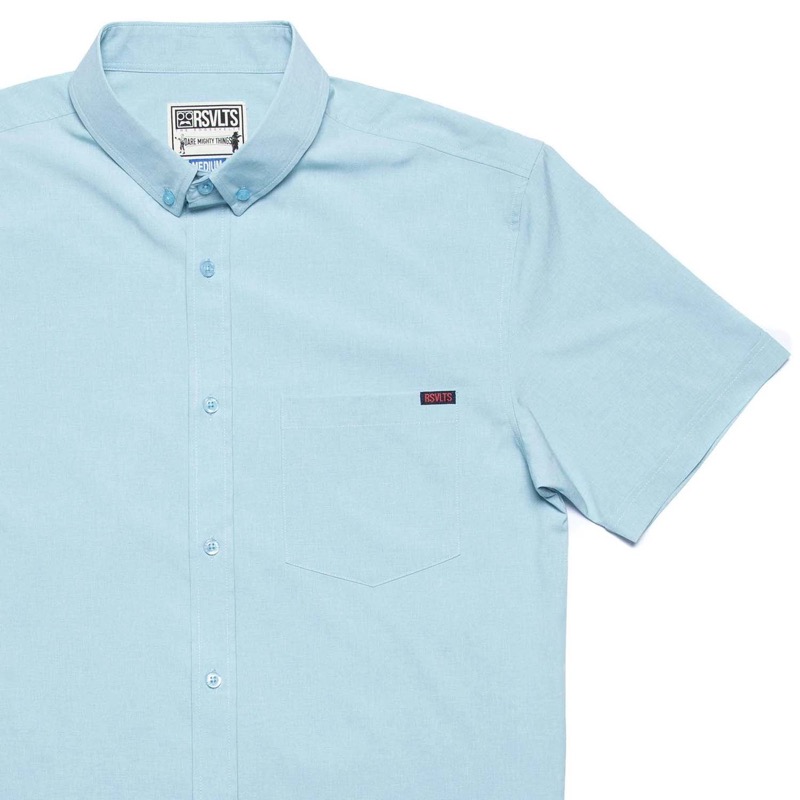 RSVLTS Heather Ice Blue KUNUFLEX Short Sleeve Shirt — front view