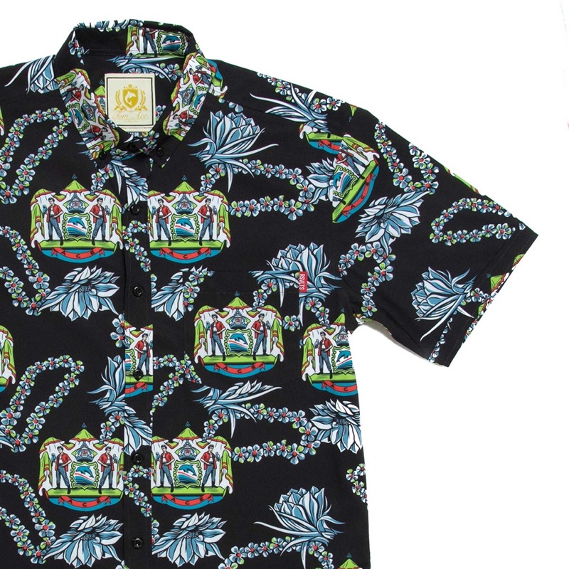 RSVLTS Tom Ace Defender of Dolphins KUNUFLEX Short Sleeve Shirt in Black — detail 2