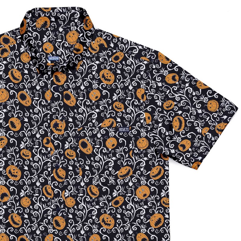RSVLTS Pumpkin Patch (orange) retail exclusive KUNUFLEX Short Sleeve Shirt in Black — detail 2