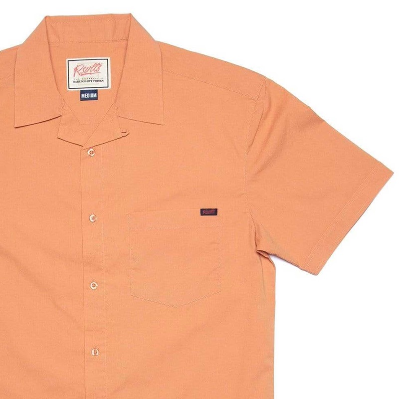 RSVLTS Mango Tango KUNUFLEX Short Sleeve Shirt in Orange — front view