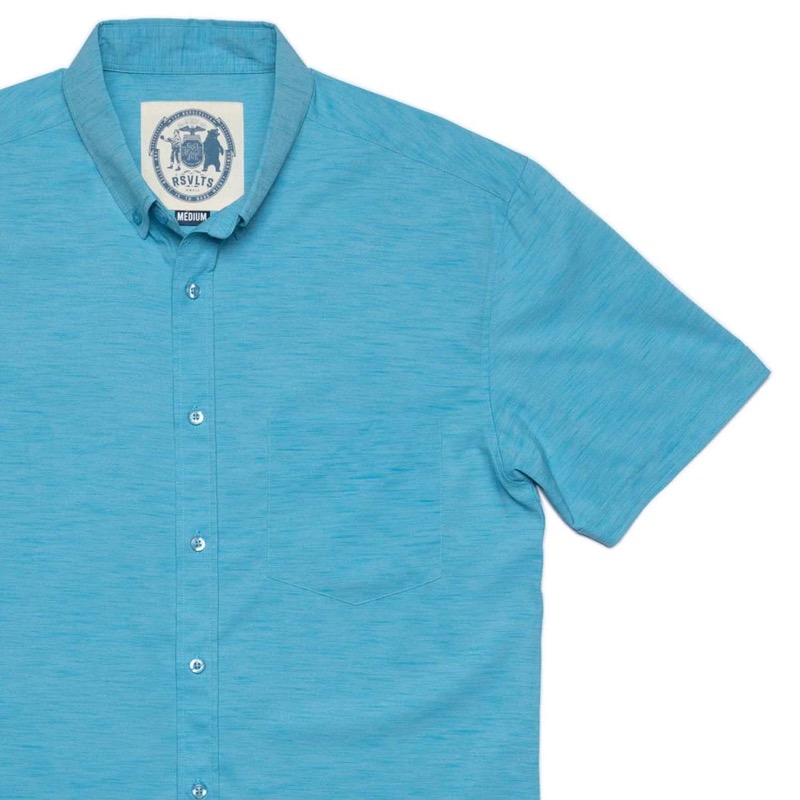 RSVLTS Heather Sky High KUNUFLEX Short Sleeve Shirt — front view