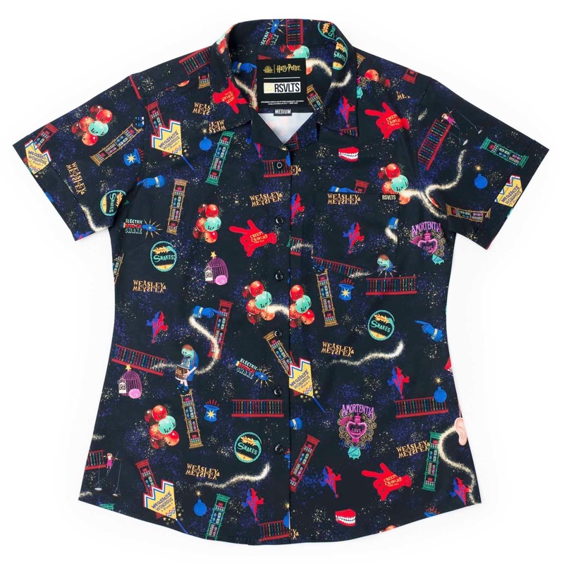 RSVLTS Weasleys’ Wizard Wheezes KUNUFLEX Short Sleeve Shirt in Blue — detail 2