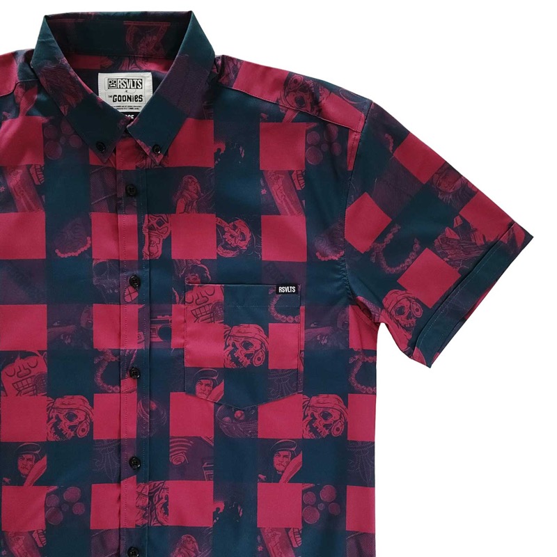RSVLTS All-Stars Plaid KUNUFLEX Short Sleeve Shirt in Red — front view